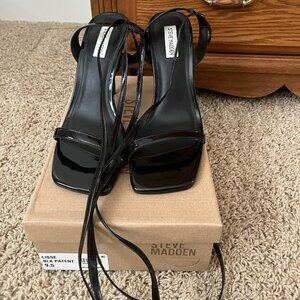 Steve Madden Lisse Black Patent Strappy Heels